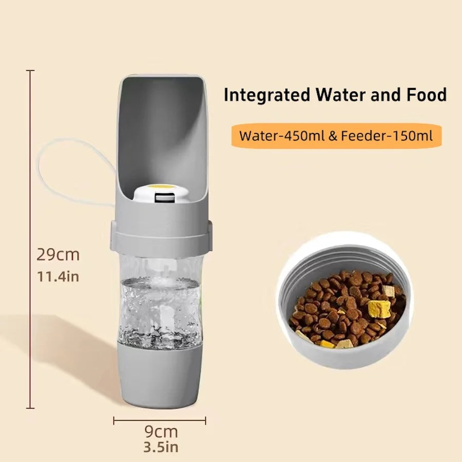 Portable Dog Cat Water Bottle with Storage for Food and Water Container.