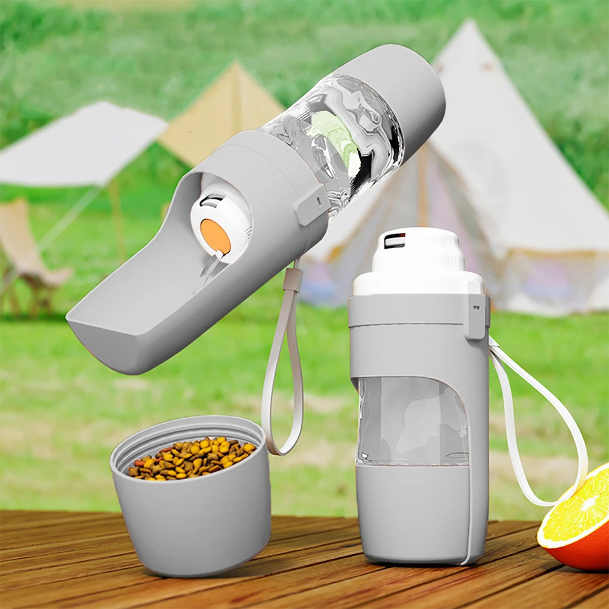 Portable Dog Cat Water Bottle with Storage for Food and Water Container.